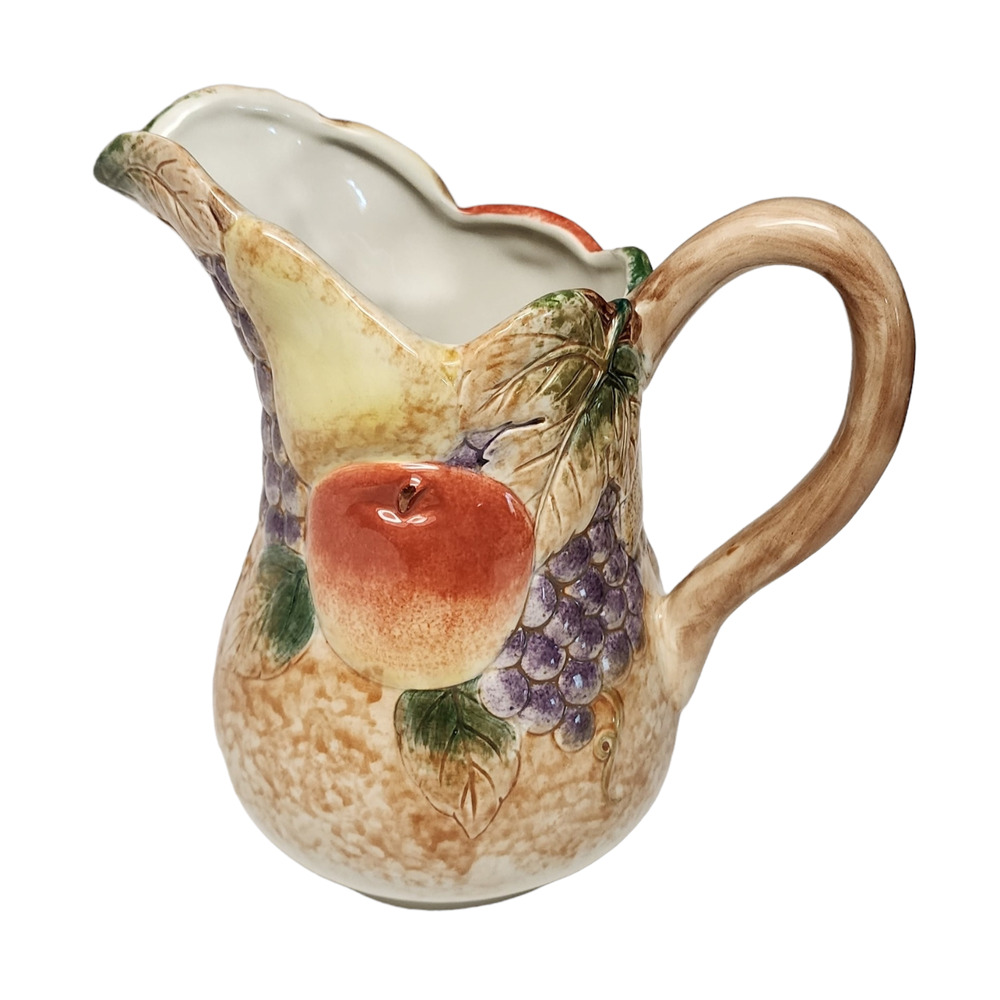 CBK, LTD Fruit Design Pitcher  2003 Hand Painted Decorative